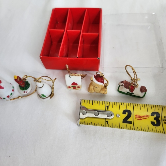 Christmas Miniature Porcelin Ornaments Set 6. About 1" Each. Tradition - Picture 4 of 7